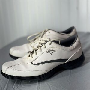 Callaway Women’s Golf Charm Shoes Size 6 White Leather Spiked Athletic Comfort
